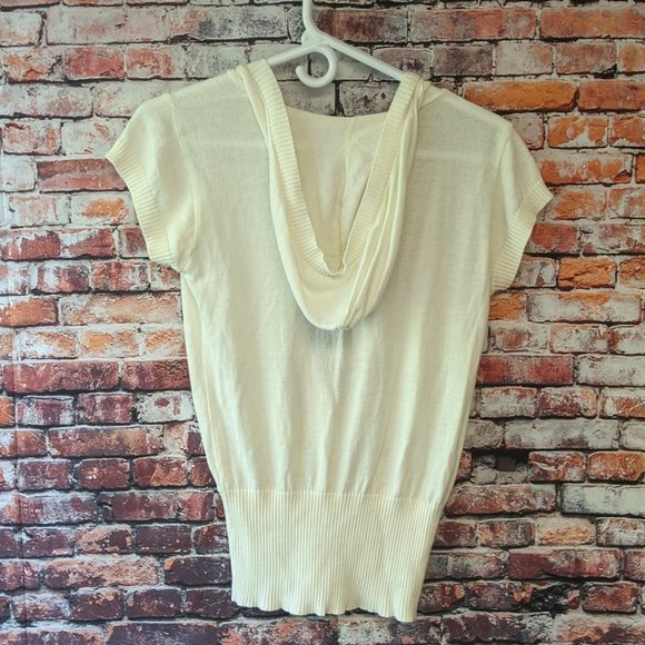 COTTON EMPORIUM Short Sleeve Open-Hooded Sweater M - Picture 3 of 5